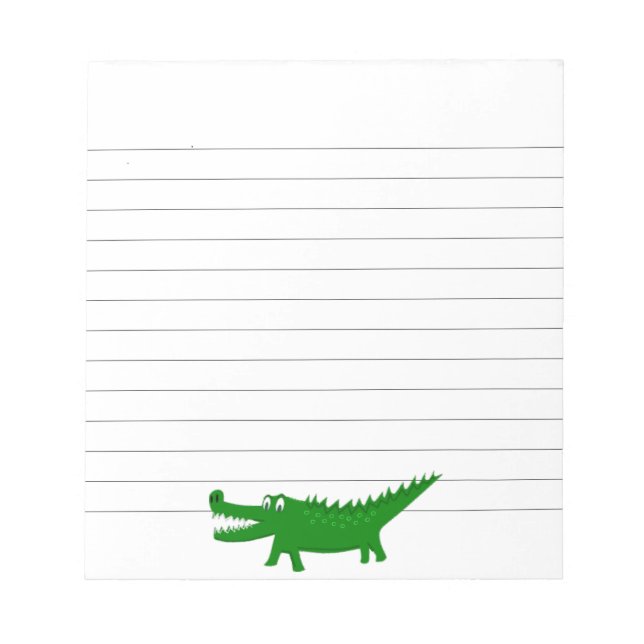 Bloco De Notas Desenho Fofo de Jacaré Personalizado com Linhas (Frente)