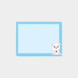 Bloco De Notas Desenho fofo de urso polar em azul claro