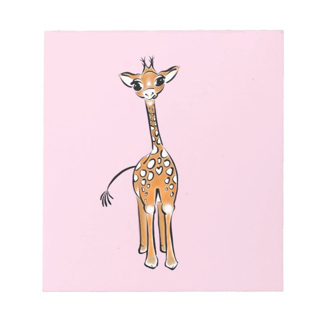 Bloco De Notas Desenho girafa bonito, animais safari (Frente)