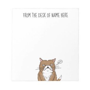 Bloco De Notas Desenho mal-humorado engraçado do gato de Meh