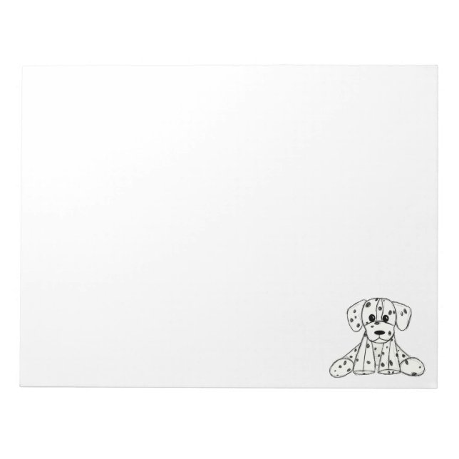 Bloco De Notas Desenho simples de um cão dalmata de pelúcia em pr (Frente)