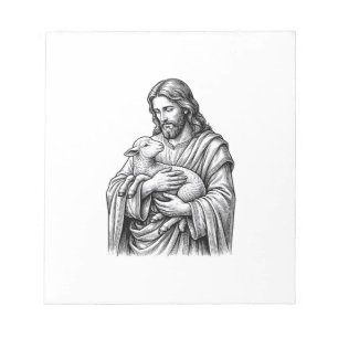 Bloco De Notas Desenho Vetorial de Pastor Antigo Gravando Cordeir