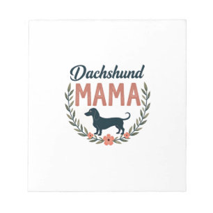 Bloco De Notas Desenho Vetorial Mamãe Dachshund Vintage Floral Am