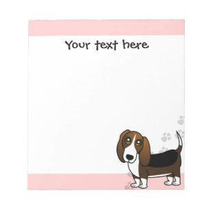 Bloco De Notas Desenhos animados bonitos de Basset Hound no rosa