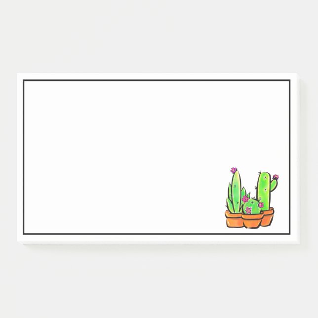 Bloco De Notas Deserto cor-de-rosa com flor Cactus cactos suculen (Frente)