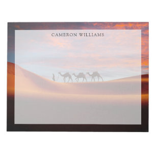 Bloco De Notas Desertos Man & Camels in the Sand Dunes