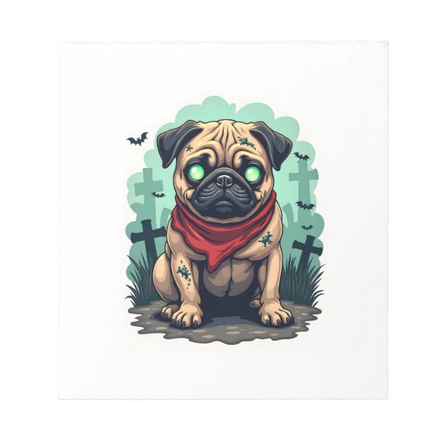 Bloco De Notas Desfile de Pug Zumbi (Frente)