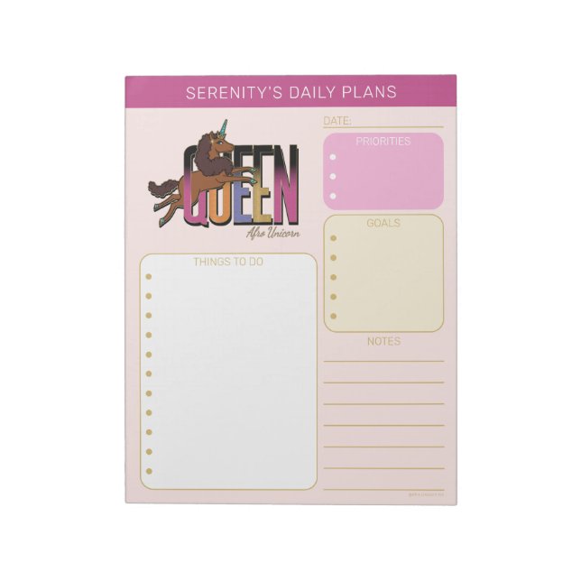 Bloco De Notas Design Afro Rainha Unicórnio (Invertido)