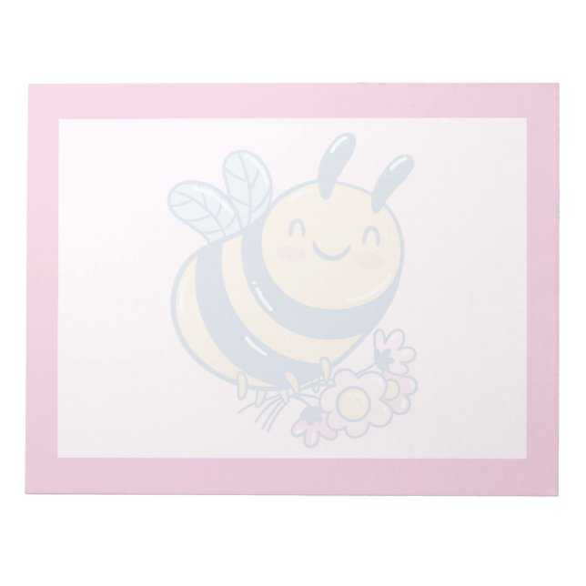 Bloco De Notas Design de Abelha e Flores Lindas (Frente)