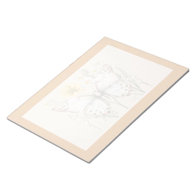 Bloco De Notas Design de Borboleta Delicada e Flores Silvestres E (Inclinado)