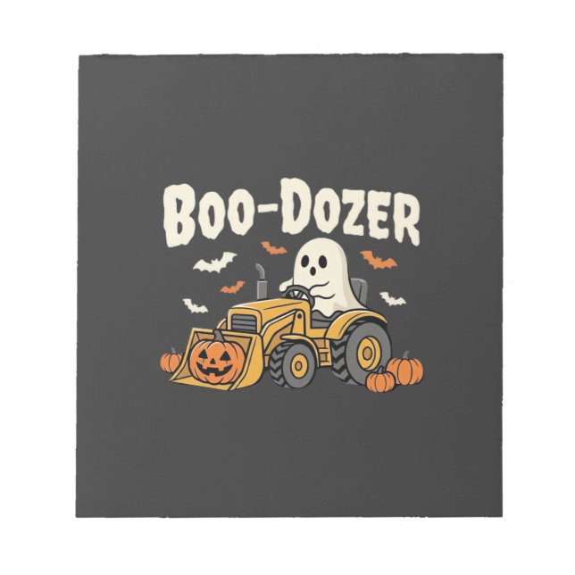 Bloco De Notas Design de Bulldozer Fantasma de Halloween Boo-Doze (Frente)