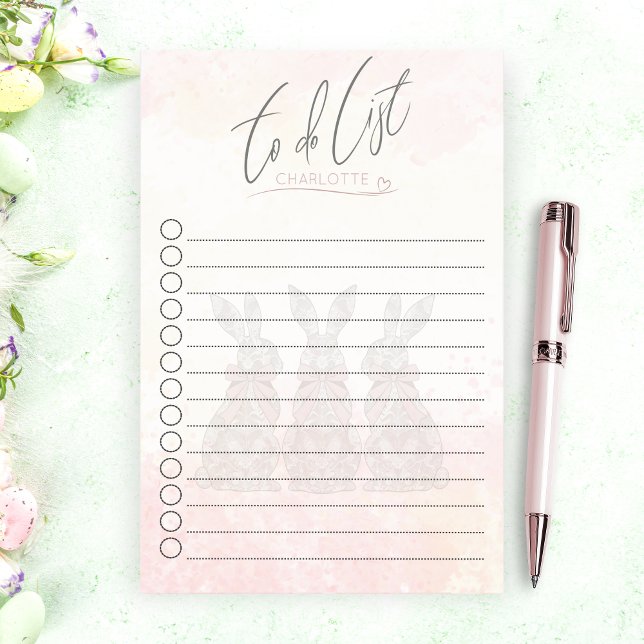 Bloco De Notas Design de Bunny Soft Watercolor Personalizado (Personalized Soft Watercolor Bunny Design Post-it Notes)