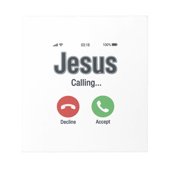 Bloco De Notas Design de Camiseta Cristã Jesus Chamando Tela de T (Frente)