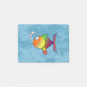 Bloco De Notas Design de Cartoon de Peixe Arco-Íris Colorido
