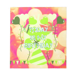 Bloco De Notas Design de Celebração Feliz: Hoje é o Meu Aniversár