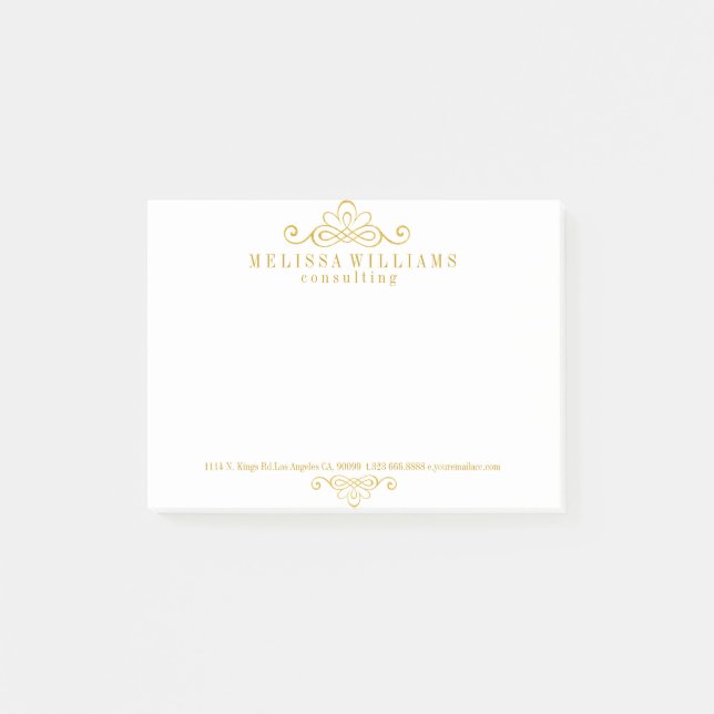 Bloco De Notas Design de espirais caligráficos Dourados (Frente)