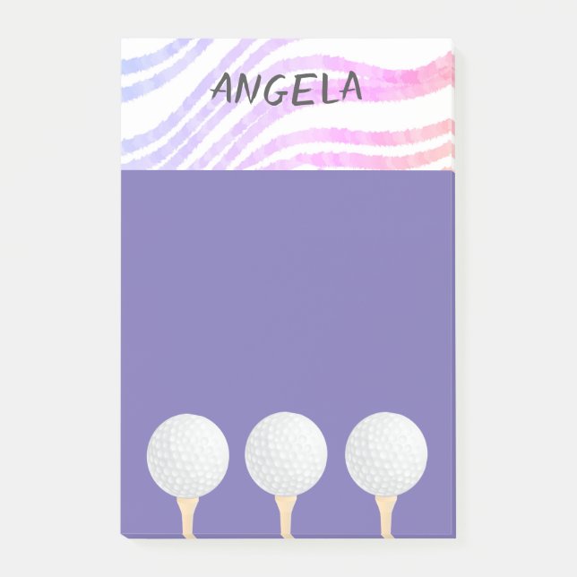 Bloco De Notas design de golfe roxo para golfistas (Frente)