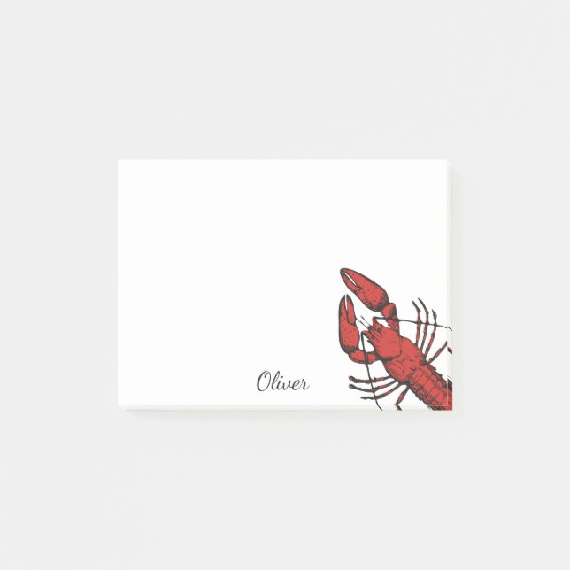 Bloco De Notas Design de lagosta vermelha, estilo de vindima (Frente)