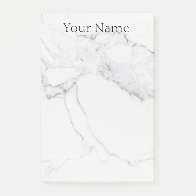 Bloco De Notas Design de Marble do Nome Personalizado (Frente)
