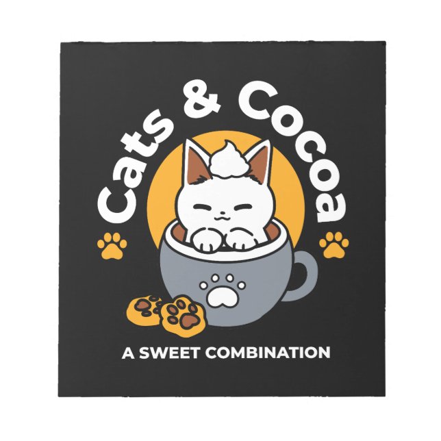 Bloco De Notas Design de Mug Feriado com Cozy Cat e Cookies de Pa (Frente)