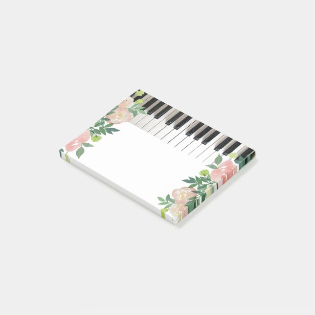 Bloco De Notas design de música floral piano (Inclinado)