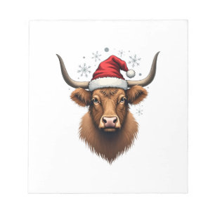 Bloco De Notas Design de Natal de Vaca das Terras Altas Vintage c