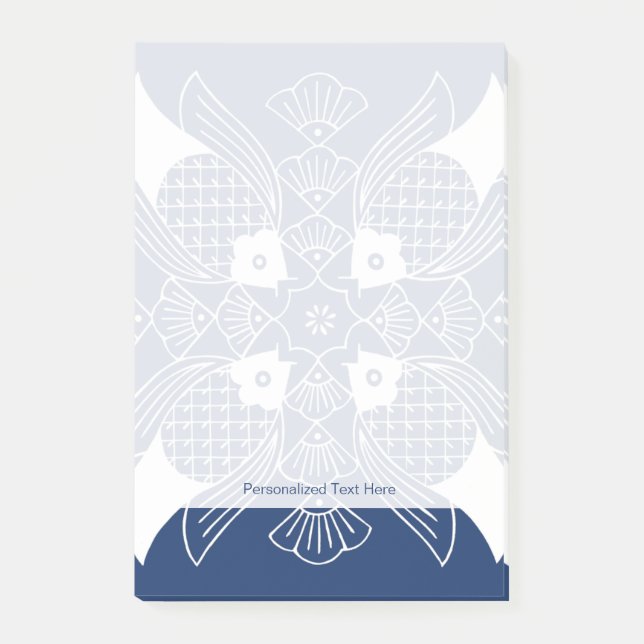 Bloco De Notas Design de Peixes Submarinos com Fundo Azul (Frente)