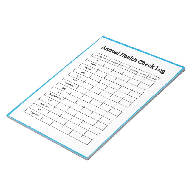 Bloco De Notas Design de Registro de Verificação Anual de Saúde (Inclinado)