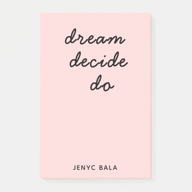 Bloco De Notas Design de Script Moderno Rosa Corado Elegante (Frente)