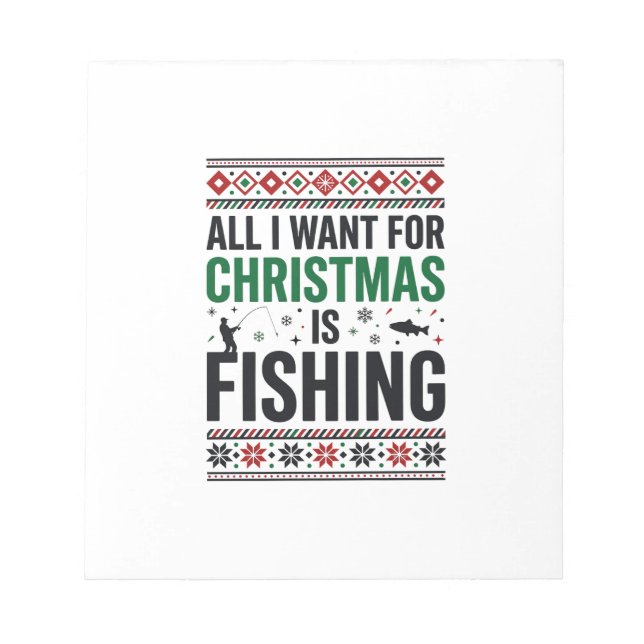 Bloco De Notas Design de Suéter Feio de Pesca de Natal (Frente)