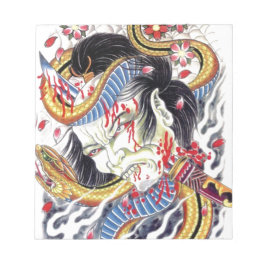 Bloco De Notas Design de Tatuagem Grotesca e Cobra