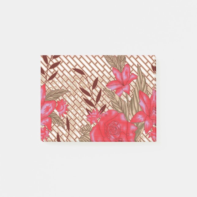 Bloco De Notas Design de tecido de intricato com padrões florais (Frente)