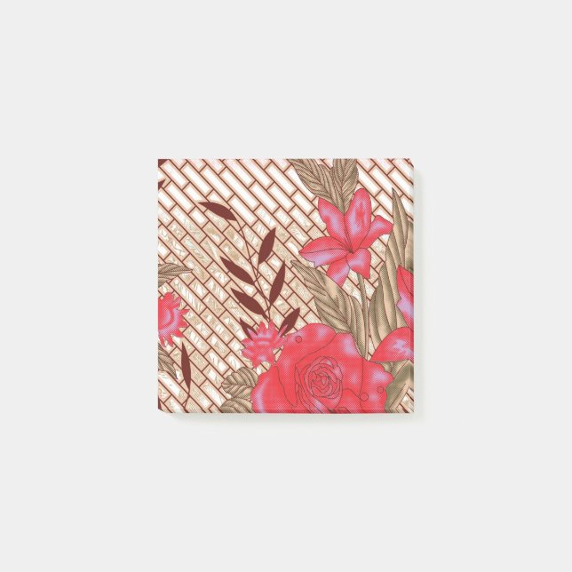 Bloco De Notas Design de tecido de intricato com padrões florais (Frente)