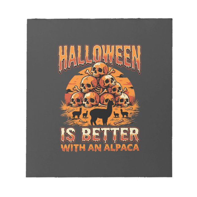 Bloco De Notas Design de Terror Retro Pilha de Crânio de Alpaca d (Frente)