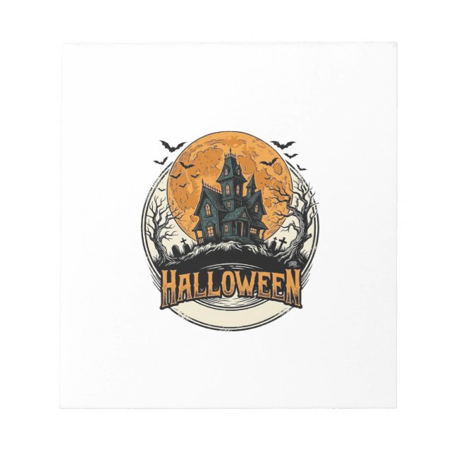 Bloco De Notas Design de Vetor de Casa Assombrada de Halloween Vi (Frente)