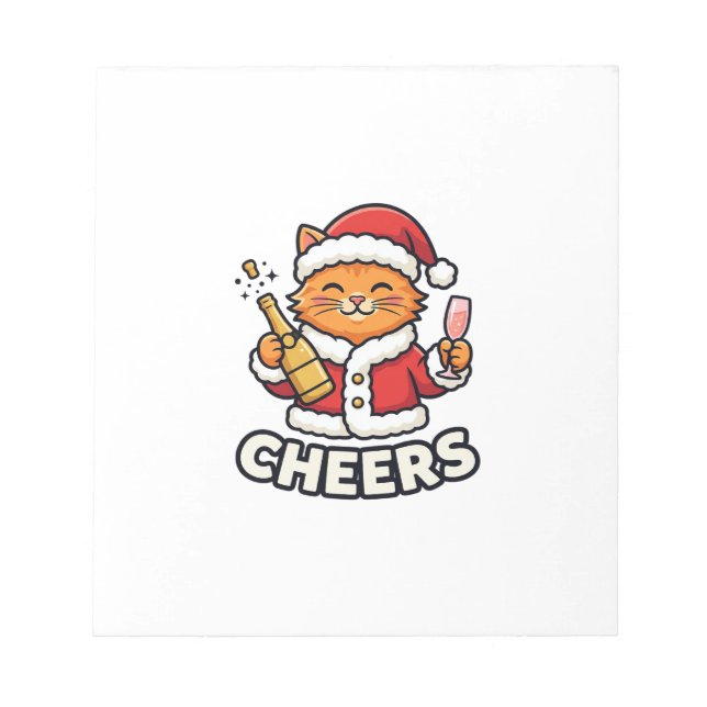 Bloco De Notas Design de Vetor de Gato de Natal Alegra (Frente)