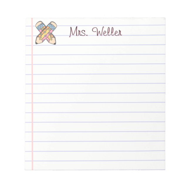 Bloco De Notas Design do Lápis Retroativo do Professor de Nome Pe (Frente)