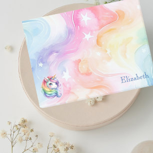 Bloco De Notas Design do Rainbow Unicorn com nome personalizado
