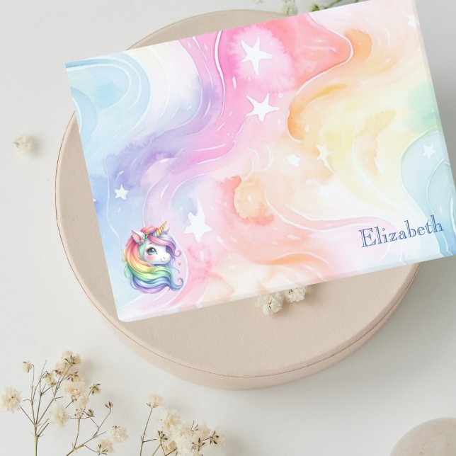 Bloco De Notas Design do Rainbow Unicorn com nome personalizado (Criador carregado)