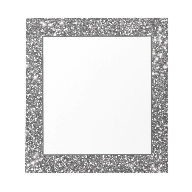 Bloco De Notas Design Falso com Textura de Brilho Cinza Prateado (Frente)