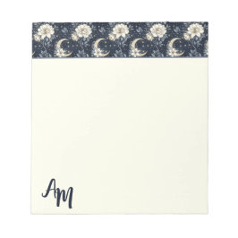 Bloco De Notas Design Floral Celestial Noturno & Lua Crescente 
