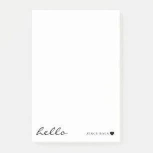 Bloco De Notas Design Minimal Olá Coração Branco