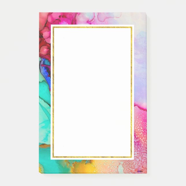 Bloco De Notas Design Moderno de Aquarela em Mármore Abstrato (Frente)