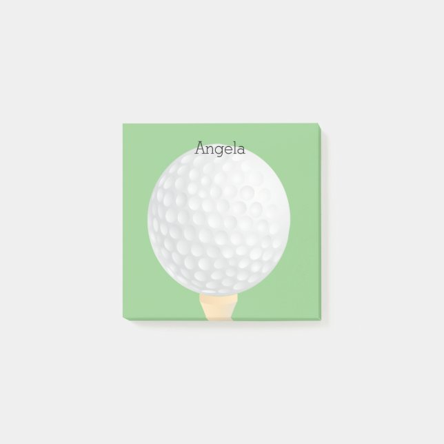 Bloco De Notas design verde e branco de golfe personalizado (Frente)