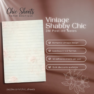 Bloco De Notas Design Vintage Shabby Chic Notas Post-it® 3M