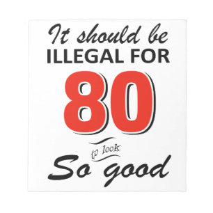 Bloco De Notas Designs de aniversário engraçados de 80 ano