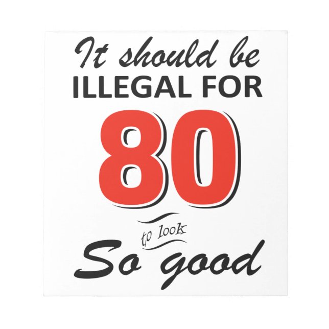 Bloco De Notas Designs de aniversário engraçados de 80 ano (Frente)