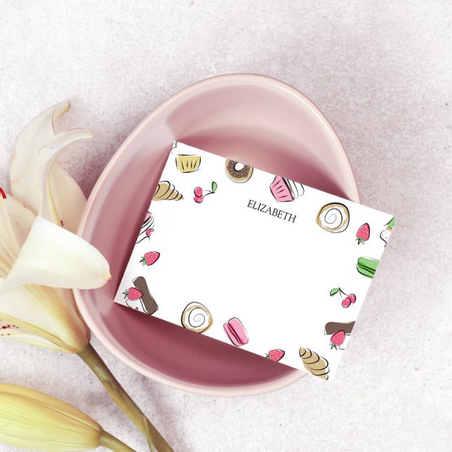 Bloco De Notas Dessert Doodles | Nome personalizado (Criador carregado)