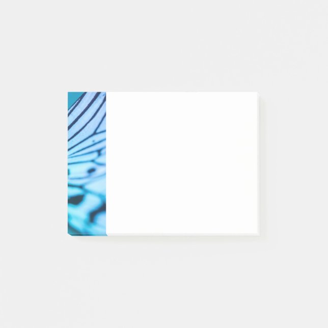 Bloco De Notas Detalhe da foto azul e preta do Wing da borboleta (Frente)