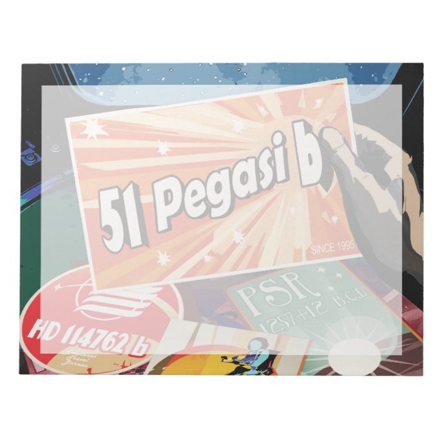 Bloco De Notas Detecção do Poster de Exoplaneta do Espaço Retroat (Frente)